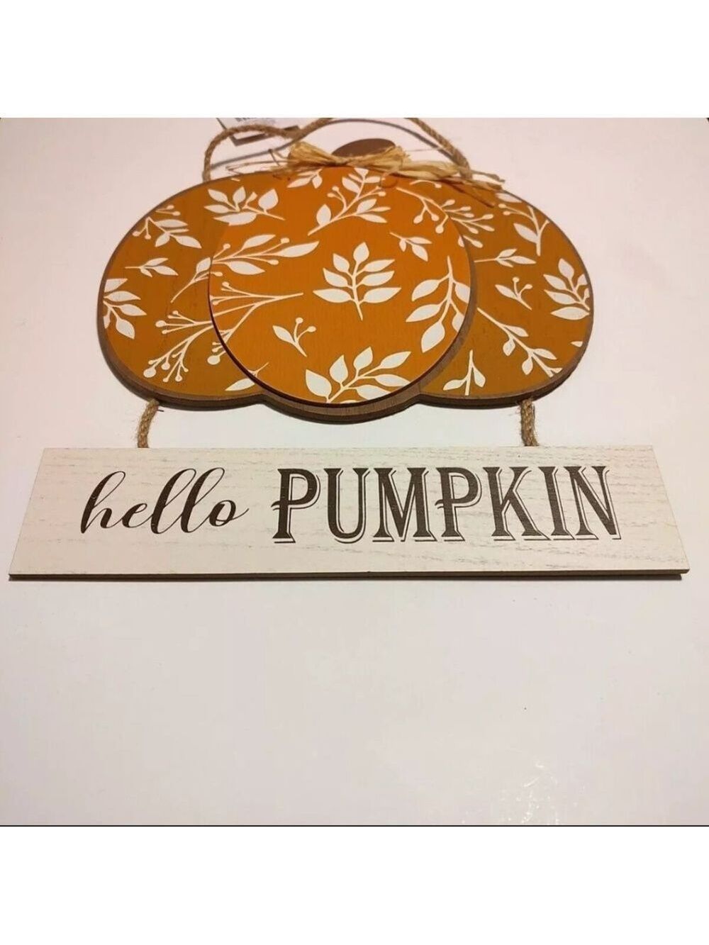 Autumn Pumpkin Wall Decor Orange and White - Picture 2 of 11